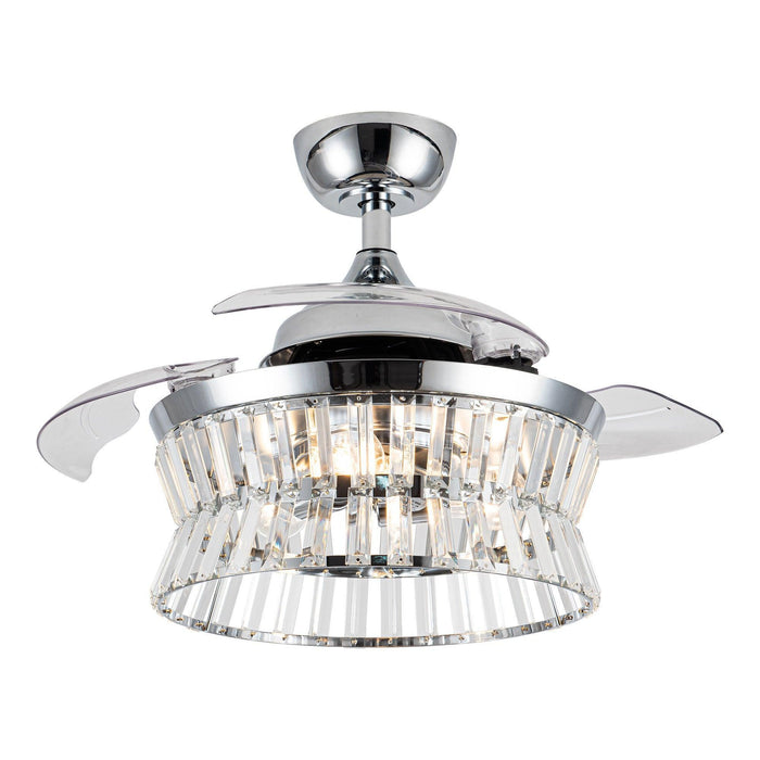 36" Prayag Modern Downrod Mount Crystal Ceiling Fan with Lighting and Remote Control - ParrotUncle