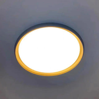 1-Light Industrial Black Flush Mount Ceiling Light with LED