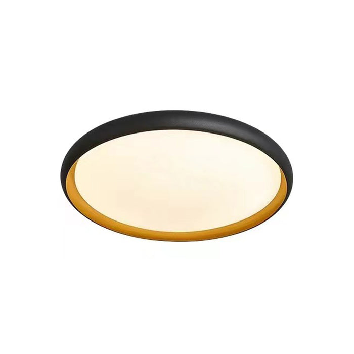 1-Light Industrial Black Flush Mount Ceiling Light with LED