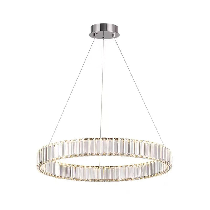 1-Light Modern Round LED Pendant Lighting with Crystal