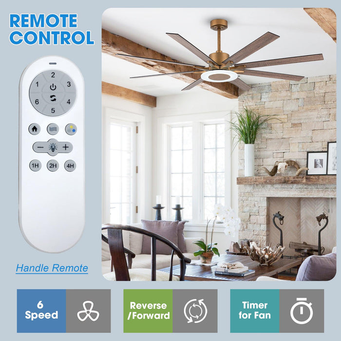 65" Godavari Industrial Downrod Mount Reversible Ceiling Fan with LED Lighting and Remote Control