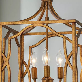 3-Light / 4-Light Hamptons Vintage Lantern Square Chandelier with Adjustable Hanging Length