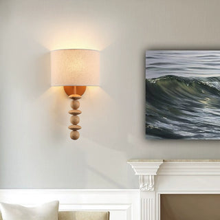 1-Light Round Fabric Wall Sconces Lighting