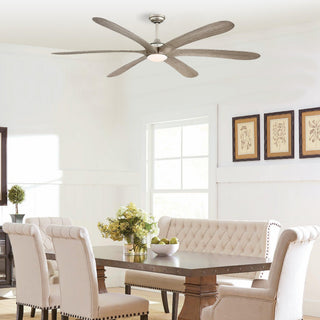 72" Jaydn Hamptons Farmhouse Satin Nickel DC Motor Downrod Mount Reversible Ceiling Fan with Lighting and Remote Control