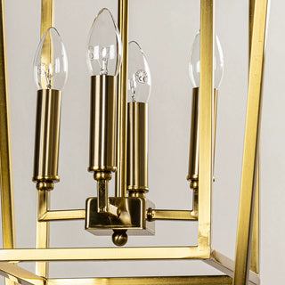 4-Light Copper Iron Hamptons Transitional Caged Chandelier with Adjustable Hanging Length