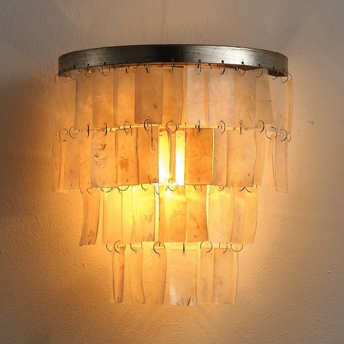 1-Light Vintage Wall Sconce Lighting with Shell Shade