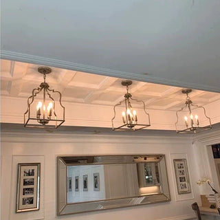 4-Light Hamptons Modern Silver Island Pendant Lighting With Adjustable Hanging Length