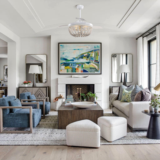 42" Huang Traditional Downrod Mount Chandelier Ceiling Fan with Lighting and Remote Control - ParrotUncle