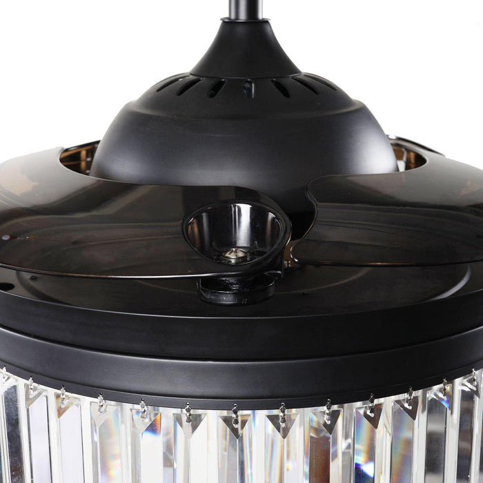 42" Industrial Downrod Mount Crystal Ceiling Fan with Lighting and Remote Control - ParrotUncle