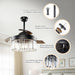 42" Industrial Downrod Mount Crystal Ceiling Fan with Lighting and Remote Control - ParrotUncle