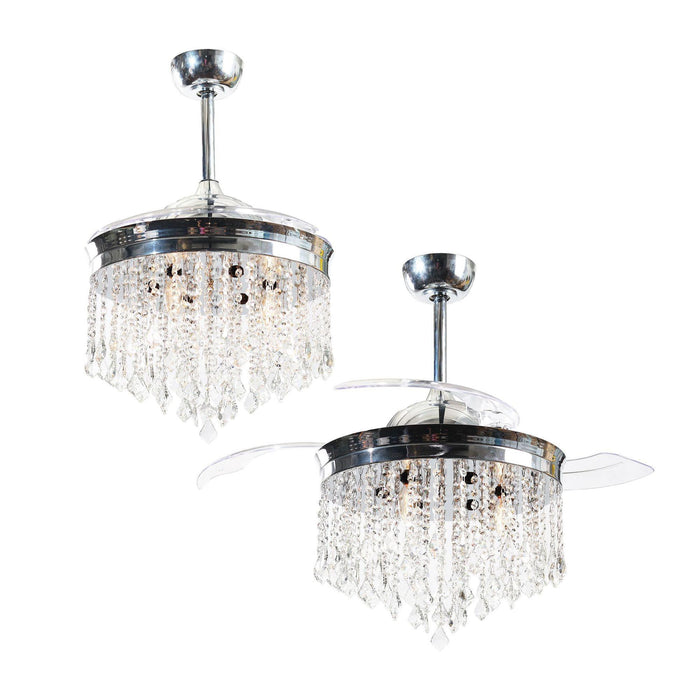 42" Mateo Modern Downrod Mount Crystal Ceiling Fan with Lighting and Remote Control - ParrotUncle