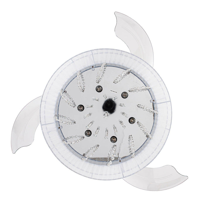 42" Modern Chrome Downrod Mount Crystal Ceiling Fan with Lighting and Remote Control - ParrotUncle