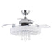 42" Modern Chrome Downrod Mount Crystal Ceiling Fan with Lighting and Remote Control - ParrotUncle