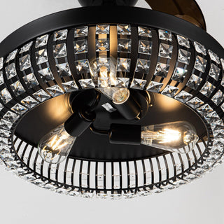 42" Modern Downrod Mount Crystal Ceiling Fan with Lighting and Remote Control - ParrotUncle