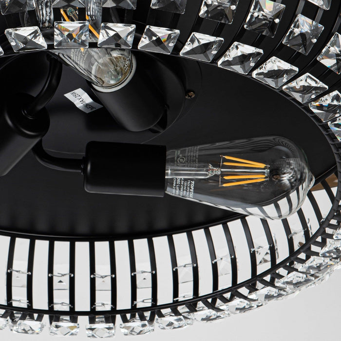 42" Modern Downrod Mount Crystal Ceiling Fan with Lighting and Remote Control - ParrotUncle