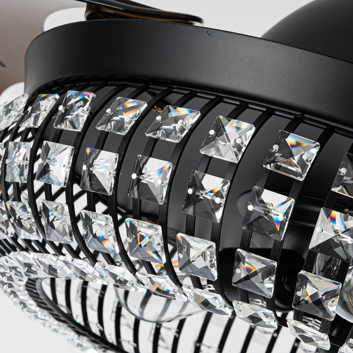 42" Modern Downrod Mount Crystal Ceiling Fan with Lighting and Remote Control - ParrotUncle