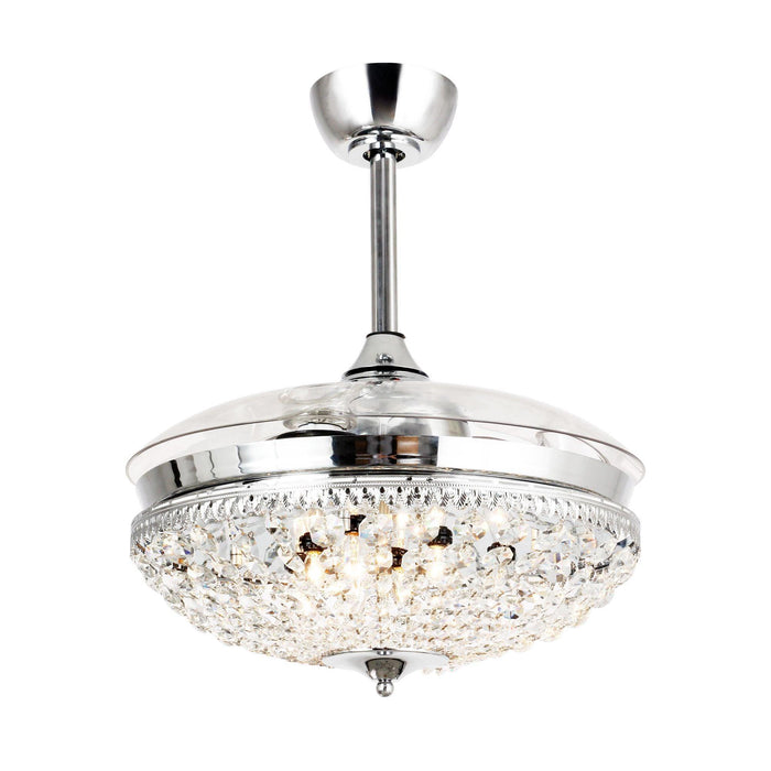 42" Servantes Modern Downrod Mount Crystal Ceiling Fan with Lighting and Remote Control - ParrotUncle