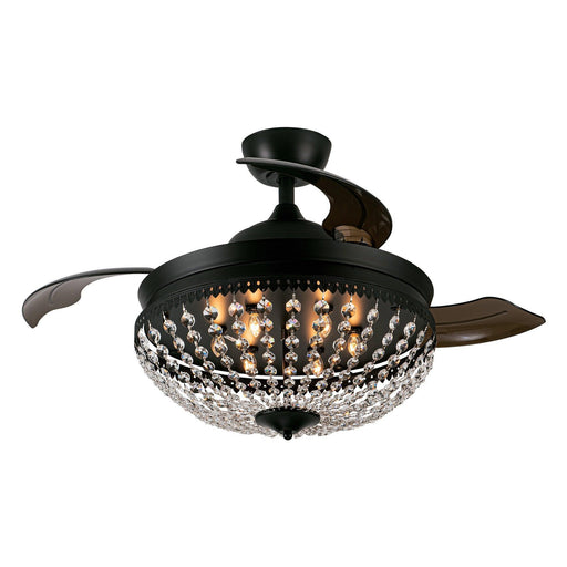 42" Servantes Modern Downrod Mount Crystal Ceiling Fan with Lighting and Remote Control - ParrotUncle