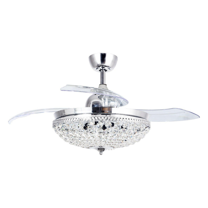 42" Servantes Modern Downrod Mount Crystal Ceiling Fan with Lighting and Remote Control - ParrotUncle