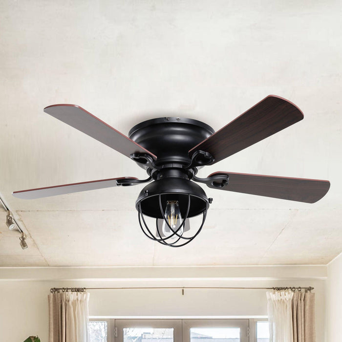 42" Traditional Flush Mount Reversible Ceiling Fan with Lighting and Remote Control - ParrotUncle