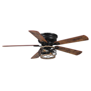 48" Antwerp Farmhouse Flush Mount Reversible Ceiling Fan with Lighting and Remote Control