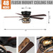 48"Antwerp Farmhouse Flush Mount Reversible Ceiling Fan with Lighting and Remote Control - ParrotUncle