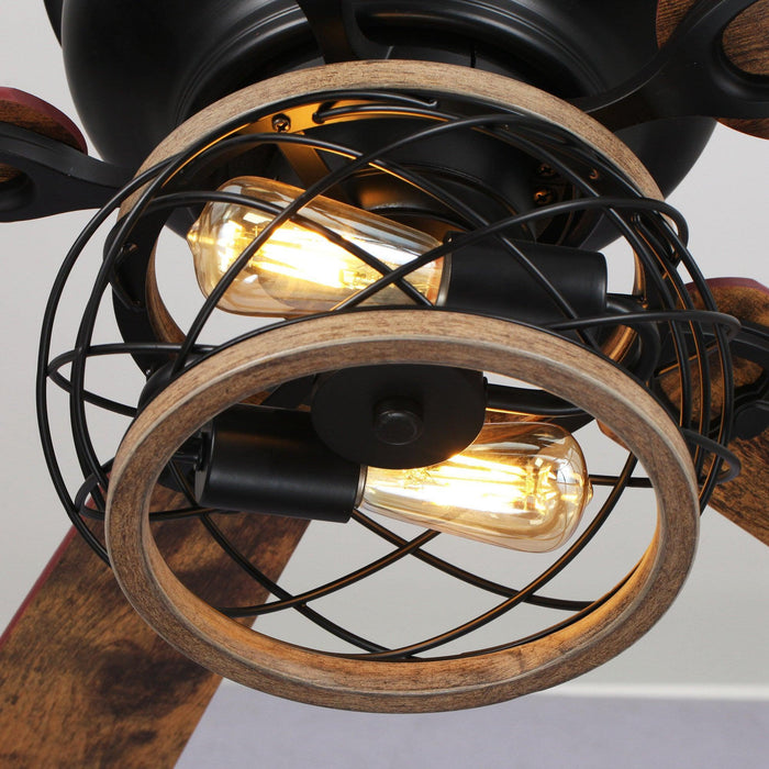 48"Antwerp Farmhouse Flush Mount Reversible Ceiling Fan with Lighting and Remote Control - ParrotUncle