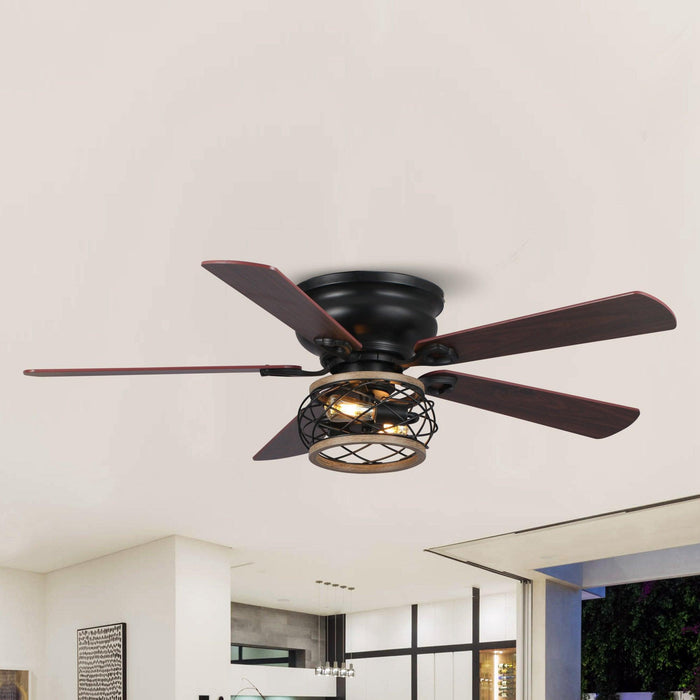 48"Antwerp Farmhouse Flush Mount Reversible Ceiling Fan with Lighting and Remote Control - ParrotUncle