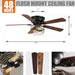 48" Athens Farmhouse Flush Mount Reversible Ceiling Fan with Lighting and Remote Control - ParrotUncle