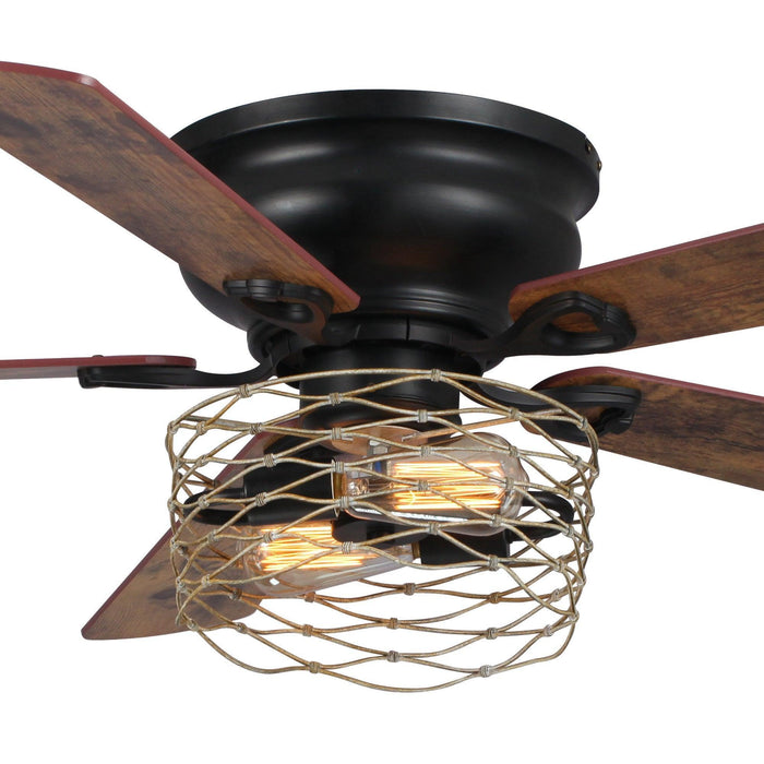 48" Athens Farmhouse Flush Mount Reversible Ceiling Fan with Lighting and Remote Control - ParrotUncle