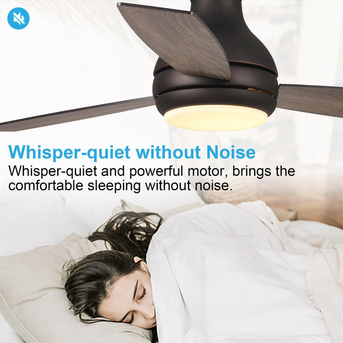 48" Beckette Modern Flush Mount Reversible Ceiling Fan with Lighting and Remote Control - ParrotUncle