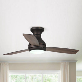 48" Beckette Hamptons Farmhouse Flush Mount Reversible Ceiling Fan with Lighting and Remote Control