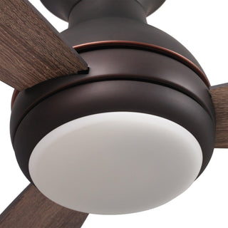 48" Beckette Hamptons Farmhouse Flush Mount Reversible Ceiling Fan with Lighting and Remote Control