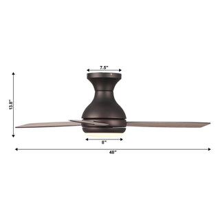 48" Beckette Hamptons Farmhouse Flush Mount Reversible Ceiling Fan with Lighting and Remote Control