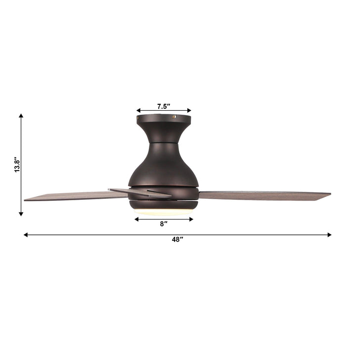 48" Beckette Modern Flush Mount Reversible Ceiling Fan with Lighting and Remote Control - ParrotUncle