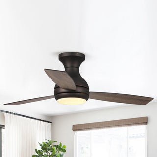 48" Beckette Hamptons Farmhouse Flush Mount Reversible Ceiling Fan with Lighting and Remote Control