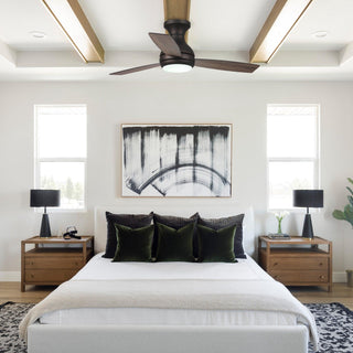 48" Beckette Hamptons Farmhouse Flush Mount Reversible Ceiling Fan with Lighting and Remote Control