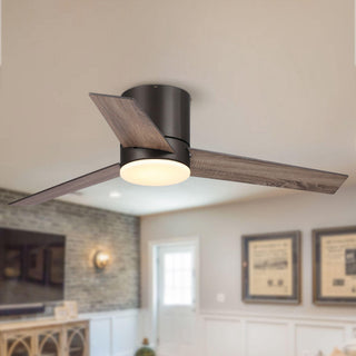 48" Kielah Hamptons Farmhouse Flush Mount Reversible Ceiling Fan with Lighting and Remote Control
