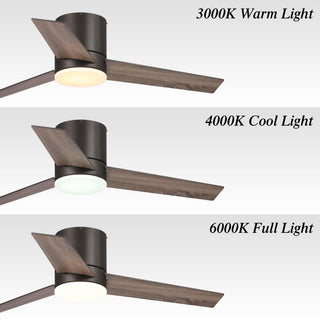 48" Kielah Hamptons Farmhouse Flush Mount Reversible Ceiling Fan with Lighting and Remote Control