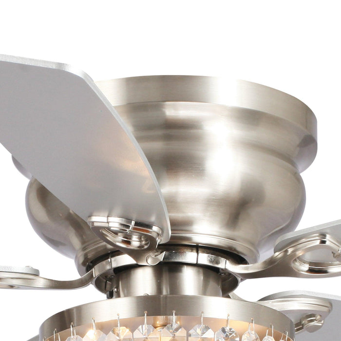 48" Modern Flush Mount Reversible Crytsal Ceiling Fan with Lighting and Remote Control - ParrotUncle