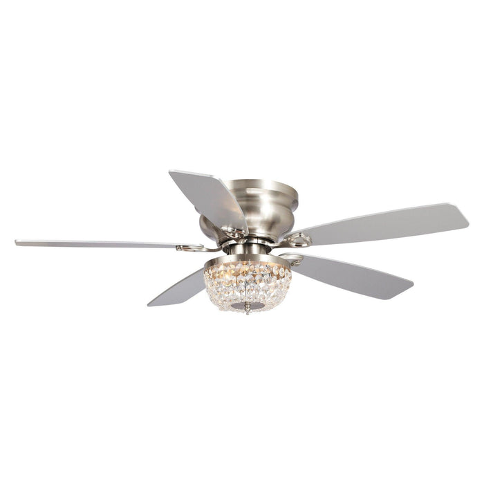 48" Modern Flush Mount Reversible Crytsal Ceiling Fan with Lighting and Remote Control - ParrotUncle