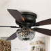 48" Modern Flush Mount Reversible Crytsal Ceiling Fan with Lighting and Remote Control - ParrotUncle