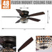 48" Modern Flush Mount Reversible Crytsal Ceiling Fan with Lighting and Remote Control - ParrotUncle