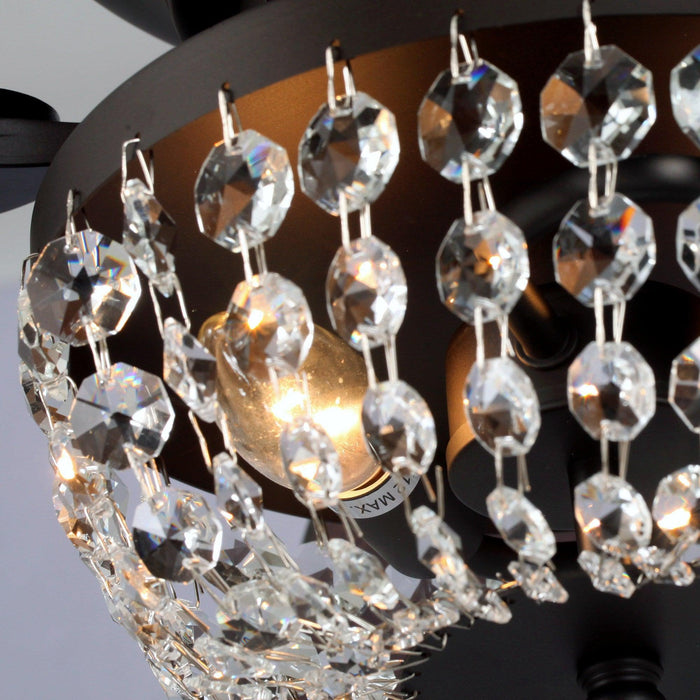 48" Modern Flush Mount Reversible Crytsal Ceiling Fan with Lighting and Remote Control - ParrotUncle