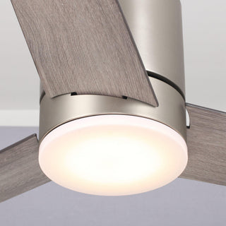 48" Satin Hamptons Nickel Flush Mount Low Profile Ceiling Fan with LED Lighting