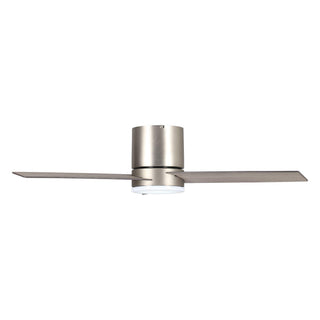 48" Satin Hamptons Nickel Flush Mount Low Profile Ceiling Fan with LED Lighting