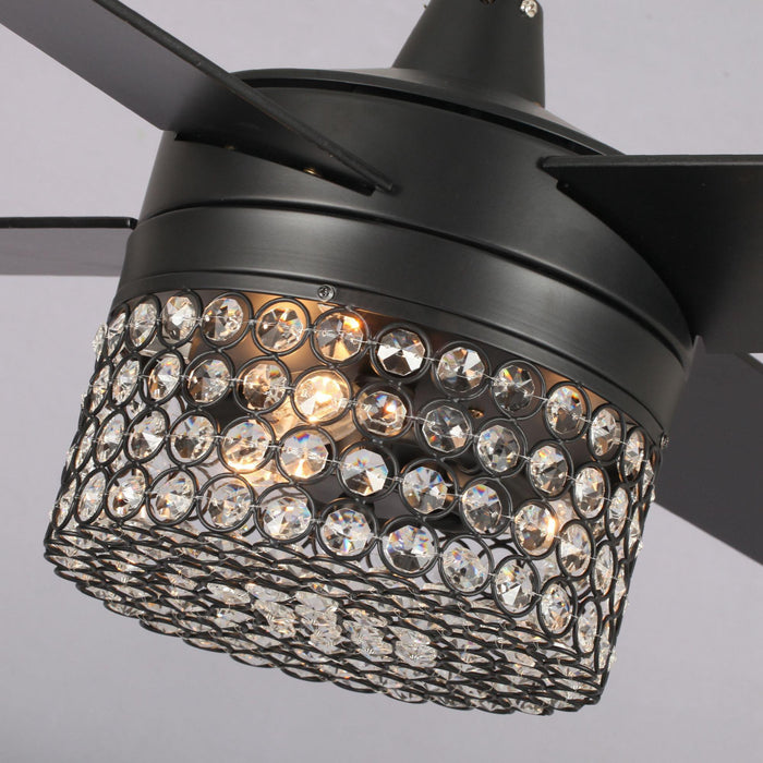 48" Pune Modern Downrod Mount Reversible Crystal Ceiling Fan with Lighting and Remote Control - ParrotUncle