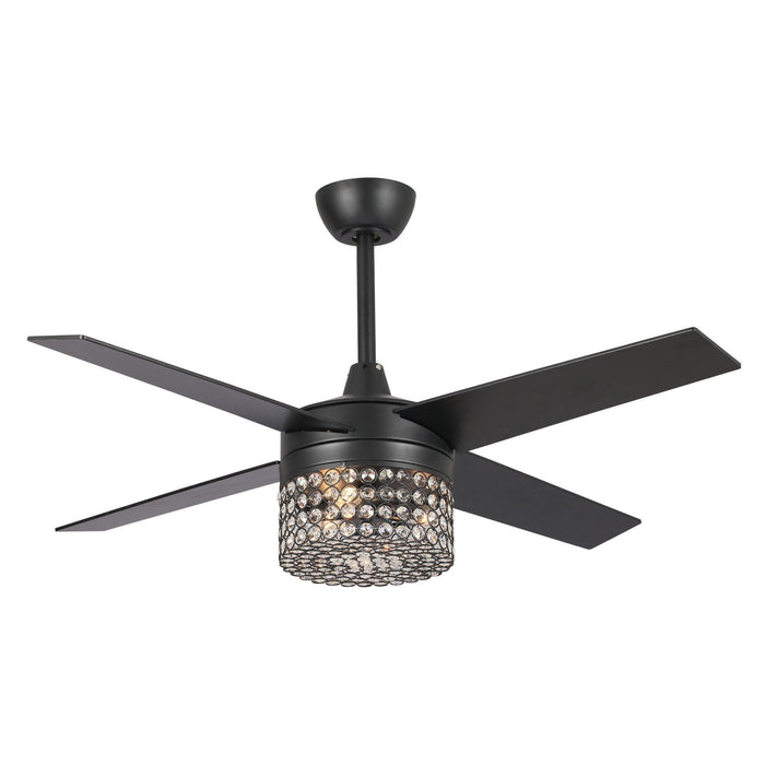 48" Pune Modern Downrod Mount Reversible Crystal Ceiling Fan with Lighting and Remote Control - ParrotUncle