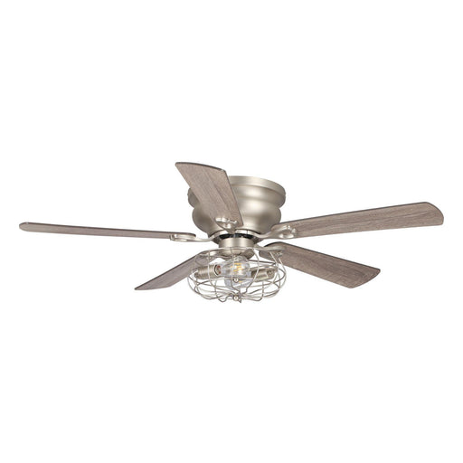 48" Thurber Industrial Satin Nickel Flush Mount Reversible Ceiling Fan with Lighting and Remote Control - ParrotUncle