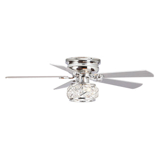 48" Traditional Chrome Flush Mount Reversible Crystal Ceiling Fan with Lighting and Remote Control - ParrotUncle